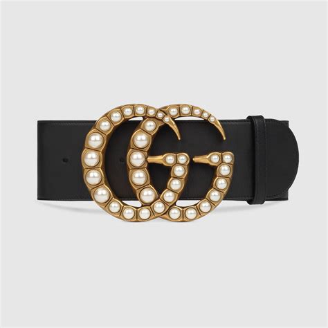 gucci big pearl belt|Gucci double g pearl belt.